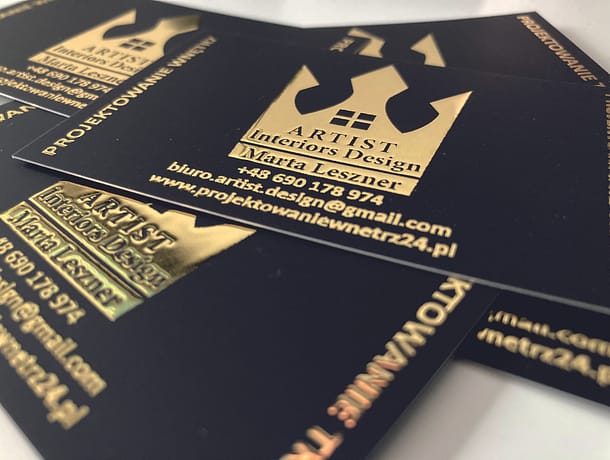 wizytówki pozłacane z laminatem soft-touch