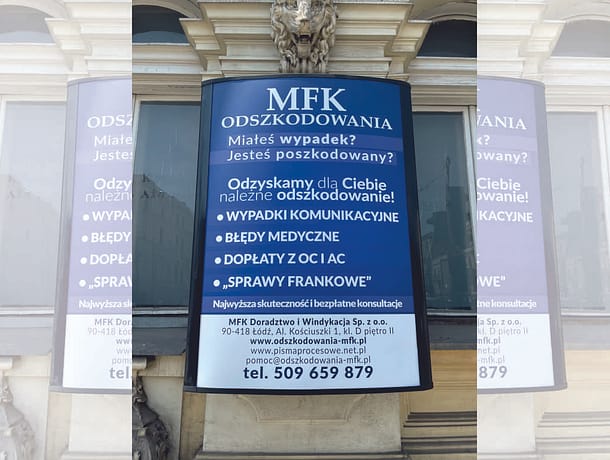 Kaseton reklamowy podświetlany z licem z PLEXI